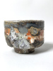 landseasky2024, 11x8 cm, wilder Ton, Shino, gedreht / wild clay, Shino, wheel thrown,&nbsp;Holzbrand ~ 1300°C, 65h / wood kiln firedDie drei Ebenen aus wilden Tonschlickern und Shino – Land, Meer und Himmel – verschmelzen fließend um das Gefäß. Der herabrinnende Ton hat eine dicke Kruste gebildet, die an zerklüftete Felsen oder ein Gebirge erinnert./Three layers of wild clay slips and Shino—Land, Sea, and Sky—merge fluidly around the vessel. The cascading clay has formed a thick crust, reminiscent of rugged rocks or a mountain range.&nbsp;Not availabe any more:&nbsp;Stolen and destroyed&nbsp;